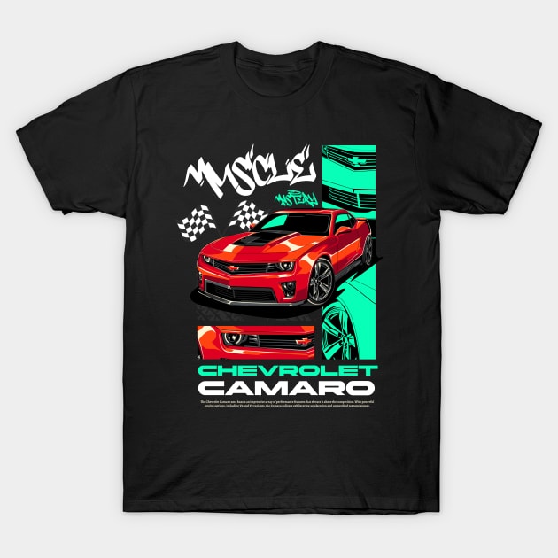 Muscle Mastery Chevrolet Camaro T-Shirt by Harrisaputra